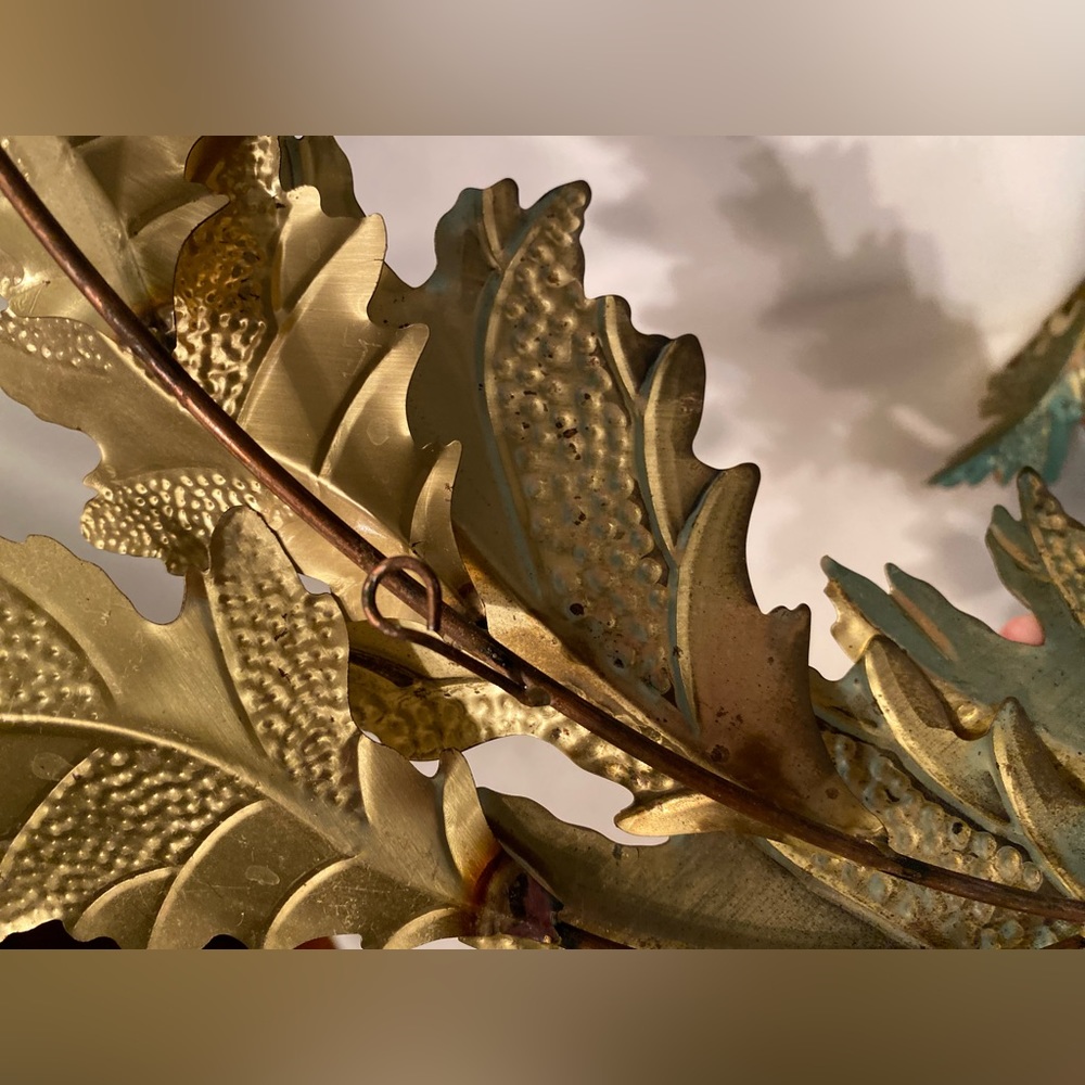 2 Vintage Home Interiors Metal Gold Tone Leaf Leaves Wall Hanging Art Decor Home - Picture 6 of 9